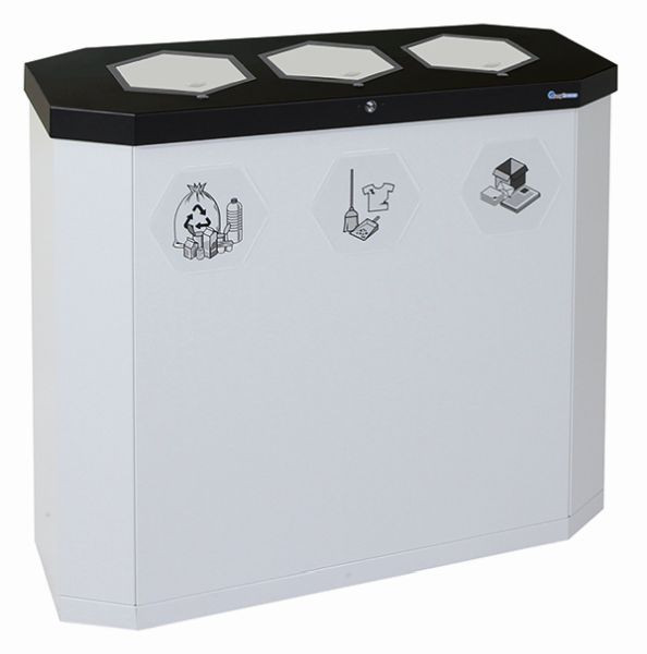 Station de recyclage Blunt Sixco 3 Swing, gris clair RAL 7035, 830x950x355 mm (HxLxP), 560-135-07