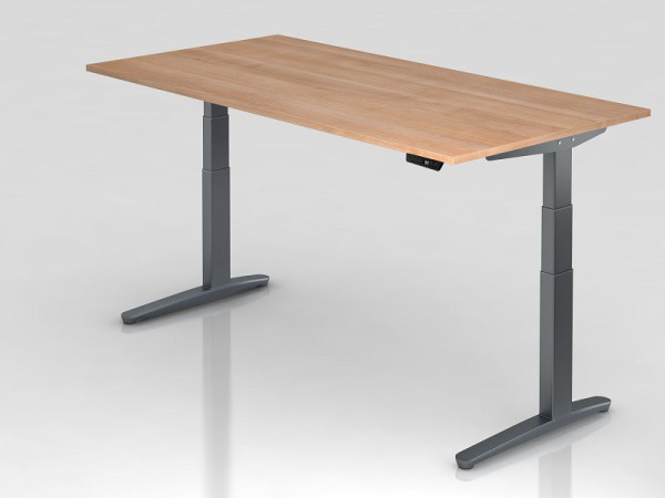 Hammerbacher bureau assis-debout électrique 200x100cm noyer/graphite, forme rectangulaire, VXBHM2E/N/GG