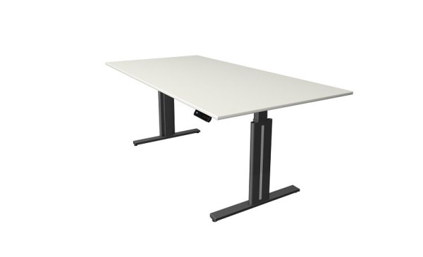 Table assis/debout Kerkmann L 2000 x P 1000 mm, réglable en hauteur électriquement de 720 à 1200 mm, avec fonction mémoire, 4 hauteurs mémorisables, blanc, 10324110