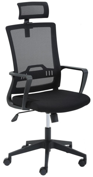 Chaise pivotante Mayer Sitzmöbel avec appui-tête, dossier haut en résille, assise rembourrée en tissu, support lombaire et appui-tête réglables, 2378