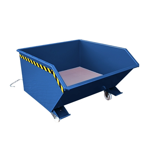 Conteneur à copeaux industriel Eichinger avec fond en tôle perforée et robinet de vidange, 1000 kg, 300 litres, bleu gentiane, 20440400000097