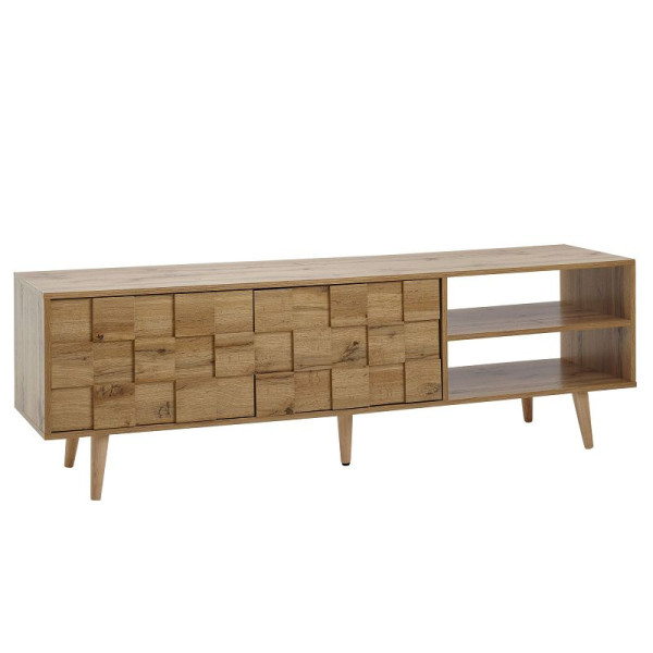 Wohnling lowboard bois décor chêne 160x51x40 cm Commode TV avec deux portes, meuble TV design haut, table TV meuble TV moderne, WL6.578