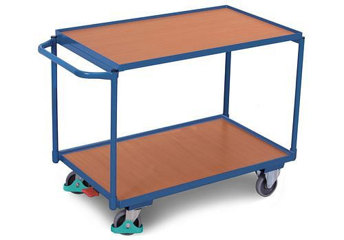 Chariot de table DENIOS DENIOS classic-line, 2 étagères avec rebord, 985 x 590 mm, poignée droite, 258-208