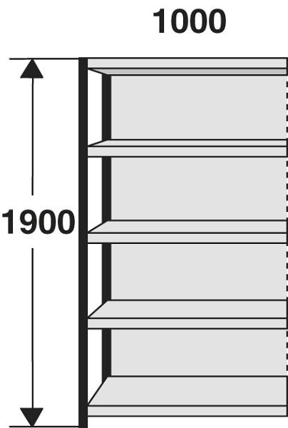 Kerkmann étagère champ Stora 100, L 1000 x P 300 x H 1900 mm, argent/gris clair, 51253714