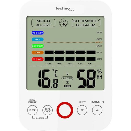 Station climatique intérieure Technoline, dimensions : 82 x 137 x 21 mm, WS 9422