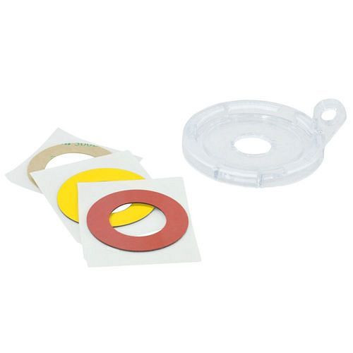 DENIOS caches de sécurité pour boutons poussoirs et interrupteurs d'arrêt d'urgence (16 mm), petits, paquet de 5, 312013