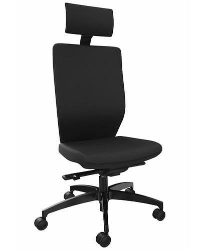 DENIOS Stilo ES siège de bureau opérateur, technologie Syncro-Quickshift, support de nuque, noir, 292415