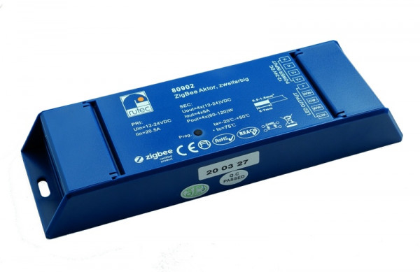 rutec Projekt Actionneur ZigBee 240W / 12V 480W / 24V Actionneur ZigBee bicolore 2x2 canaux, PHZ902