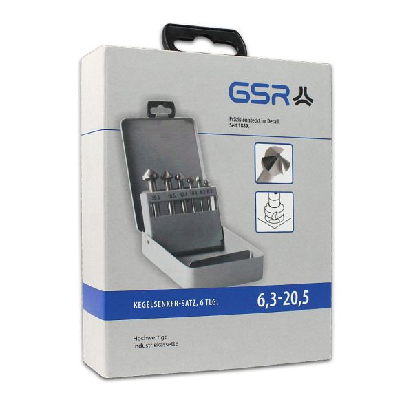 Jeu de fraises GSR de 6 pièces DIN 335 forme C 90° HSS 6,3 - 20,5 mm, 00708010