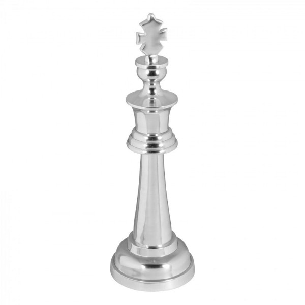 Wohnling pièce d'échecs décorative KÖNIG décoration en aluminium poli 70 cm figure décorative statue sculpture grand aluminium unique moderne XXL, WL1.880