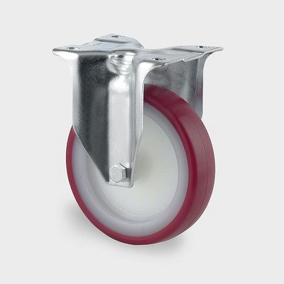 Roulette fixe TENTE-ROLLEN, roue Ø 80 mm, capacité de charge 100 kg, hauteur de construction 108 mm, D 40 Shore, 3478UAR080P62 rouge