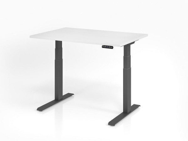 Bureau Hammerbacher XDKB12, 120 x 80 cm, plateau : blanc, épaisseur 25 mm, chant épais en ABS, forme rectangulaire, graphite, VXDKB12/W/G