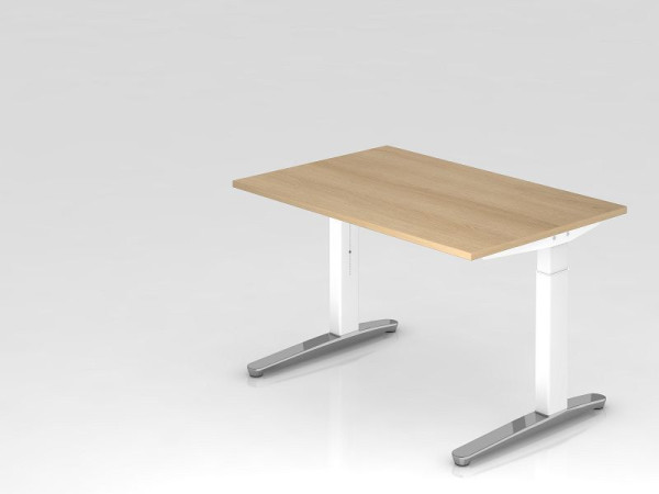 Bureau Hammerbacher pied C 120x80cm chêne/blanc, poli, forme rectangulaire, VXB12/E/WC