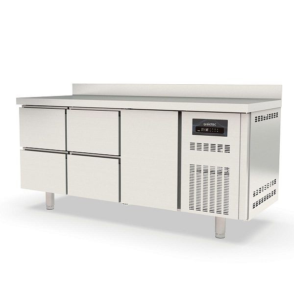 Table congélateur Vaiotec TOPLINE 700 / 3 compartiments GN1/1 avec 4 tiroirs / 1 porte et dosseret, 10316