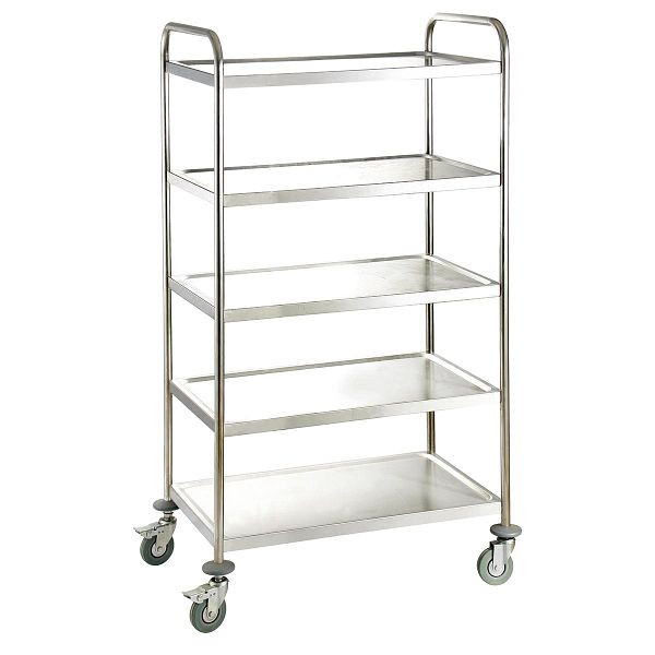 Vaiotec EASYLINE chariot de service acier inoxydable / 5 étagères, capacité de charge par étagère 40 kg, 86x54x156 cm, 10274