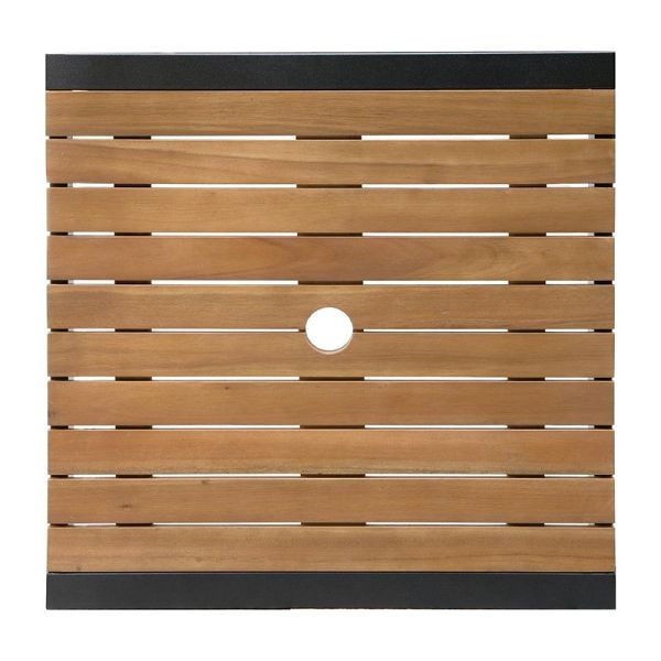 Table de bar carrée en acier et bois d'acacia Bolero, DS155