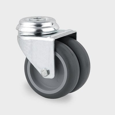 Roulette pivotante TENTE-ROLLEN, roue Ø 50 mm, capacité de charge 70 kg, hauteur totale 69 mm, A 87 Shore, avec trou de vis, 2970PJO050P30-11