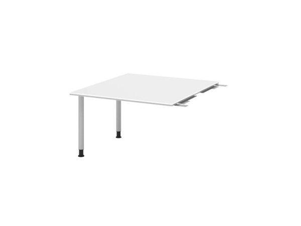 Plaque de liaison Hammerbacher VKT, couleur du plateau : blanc, plaque : 1200 x 1300 x 25 mm, pied en tube rond argent, hauteur de travail : 720 - 740 mm, VKT12C/W/S
