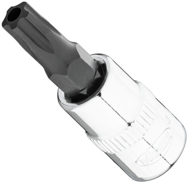 Embout de tournevis VIGOR T-Plus, carré 6,3 mm (1/4 pouce), profil interne 5 étoiles avec tenon, T30+H, V7037-IPR30