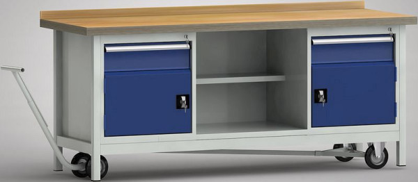 Etabli professionnel KLW, mobile 2000 x 700 x 845 mm L x P x H, WP737N-2000M45-E2000