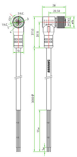 Câble Hagnleone prise M12 3m 3 broches, 7052