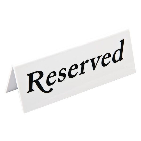 Plaques de table OLYMPIA 'Réservé' plastique, UE: 10 pièces, L988