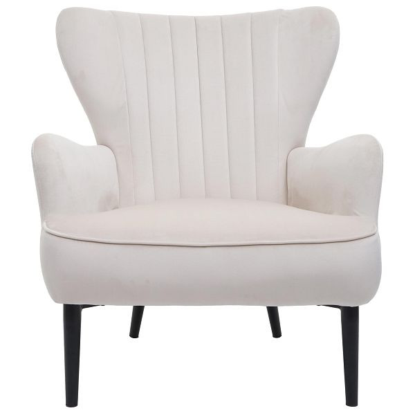 Chaise longue Mendler HWC-K37, chaise cocktail, chaise rembourrée, velours, beige crème, 89739