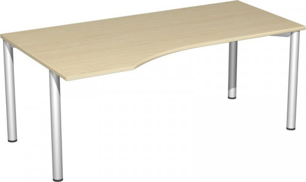 Bureau PC geramöbel gauche, hauteur fixe, 1800x1000x720, érable/argent, S-550306-AS