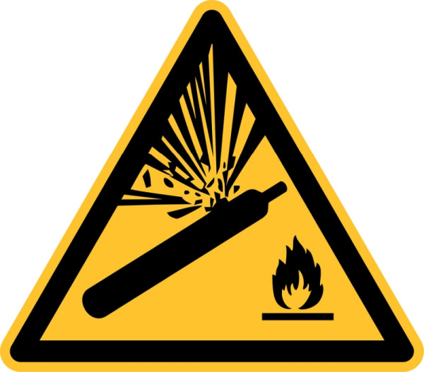 Panneau d'avertissement Eichner "Attention bouteilles de gaz", longueur de côté 31,5 cm, aluminium gaufré, épaisseur 0,4 mm, 9225-12064-031