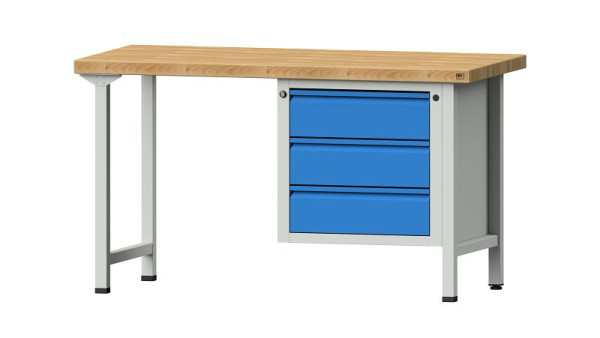 Établis ANKE Établi combiné, modèle 706 E, 1500 x 700 x 850 mm, RAL 7035/5012, BMP 50 mm, 510.517