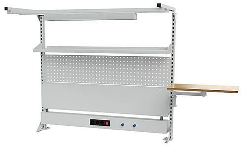 Structure multi-parois Bedrunka+Hirth largeur 1500 avec cadre supérieur, 1x canal d'énergie, 1x paroi perforée, 1x paroi magnétique, 1x étagère, 1500 x 750 x 1250 mm, 03.900.15.21