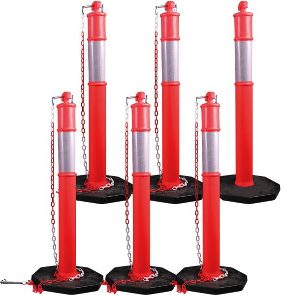 Jeu de poteaux de barrière Kunzer avec 6 poteaux complets et 5 morceaux de chaîne en plastique, 7APS06