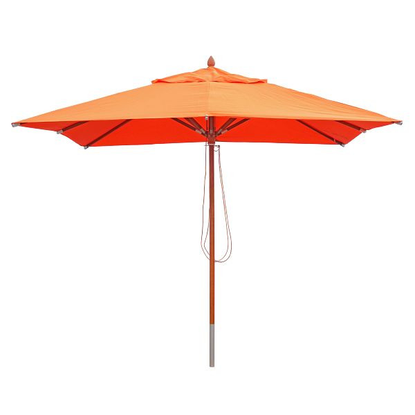 Parasol en bois Mendler Gastronomy HWC-C57, parasol de jardin, polyester/bois 14kg, câble carré 3x3m, antichoc, terre cuite, 66525