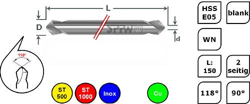 SPPW Duo-Mag HSS-E05 90° WN L : 150 - Ø8,0x2,5, 1249200800