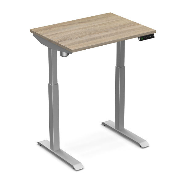 Bureau assis-debout Worktrainer StudyDesk (argent / chêne moyen clair 80 x 60 cm), StD-xs-slv-mo
