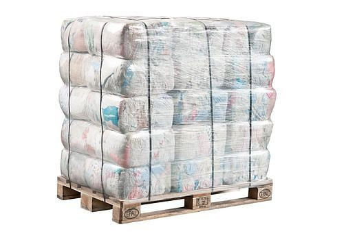 DENIOS chiffons de nettoyage pour linge de lit, colorés, 1 palette, 30 cubes pressants de 10 kg chacun, 285746