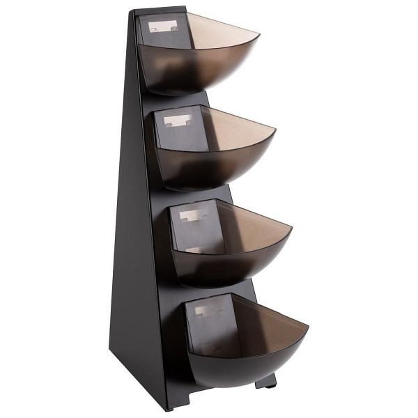 APS Multi-Rack, étagère de cuisine, cadre en acier inoxydable 18/0, goulotte en plastique, distributeur de portions, volume par goulotte 1 litre, 4 niveaux, 11414