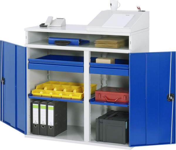 Bureau debout avec armoire latérale RAU, compartiment de rangement, 2x tiroir intérieur, 1100x1060/1220x520 mm, 07-1100T-M08.11