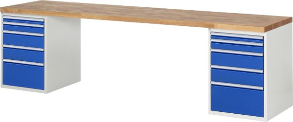 Etabli RAU série 7000 - conception modulaire, 10 x tiroirs, 3000x840x700 mm, 03-7511A3-307B4S.11