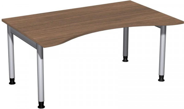 geramöbel Bureau ergonomique, réglable en hauteur, 1600x1000x680-820, noyer/argent, N-657336-NS