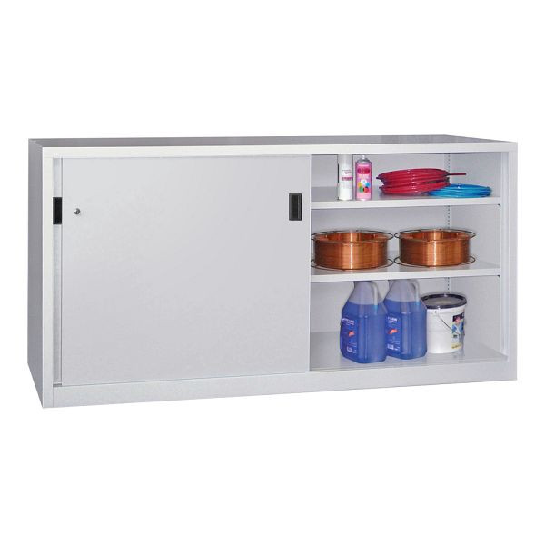 Armoire à portes coulissantes pour charges lourdes Pavoy 1000/2000/600, cloison centrale, 4 étagères enduites de poudre ; Serrure à cylindre à poussée rotative, 30330-200-601-910512