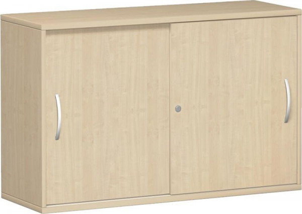 armoire à portes coulissantes geramöbel avec panneau central, 2 étagères décoratives, verrouillable, 1200x425x768, érable/érable, N-10S212-AA