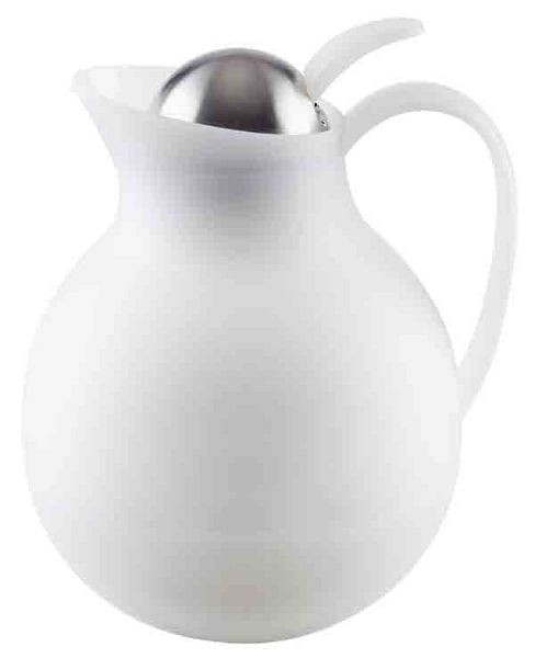 Pichet isotherme APS -ECONOMY-, Ø 16 cm, hauteur : 20 cm, 1 litre, polypropylène, verre, acier inoxydable, double paroi, blanc, automatique à une main, 10913