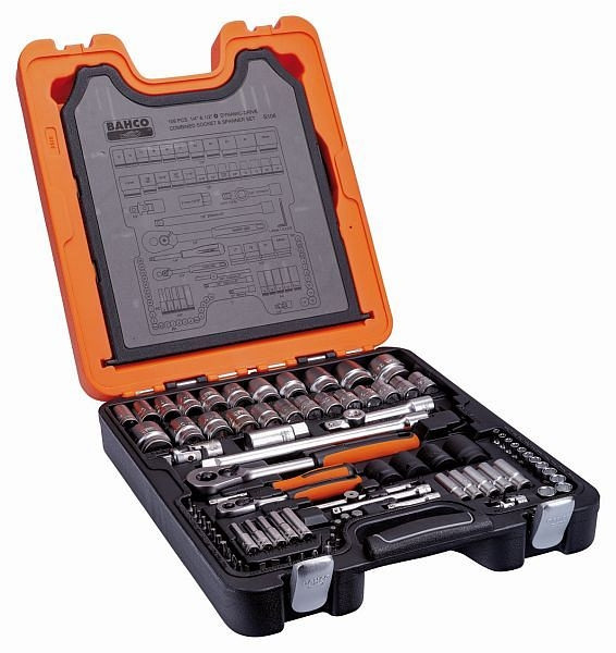 Jeu de clés à douille Bahco 1/2"+1/4", 106 pièces, S106