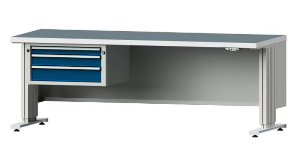 Établis ANKE table de travail LIFT avec sous-structure, modèle 522 VL, 2000 x 800 x 740-1140 mm, RAL 7035/5010, KSP 40 mm, 405.341