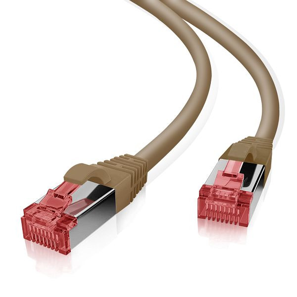 Câble patch Helos S/FTP Cat 6 marron 0,25m, 191055