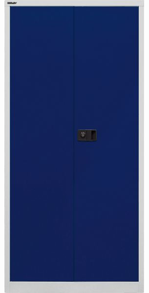 Armoire universelle à portes battantes Bisley, 4 étagères, 5 OH, corps gris clair, façades bleu oxford, E782A04505