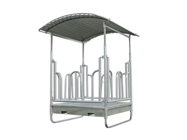 Rack cuboïde compact Growi, 1500 x 1500 mm, avec barrières d'alimentation en palissade, 10053900