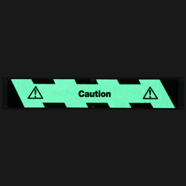 Pantalon de farine plaque antidérapante aluminium avec revêtement antidérapant m2, luminescent noir/vert "Caution" 114x635mm, APM1X5EF1