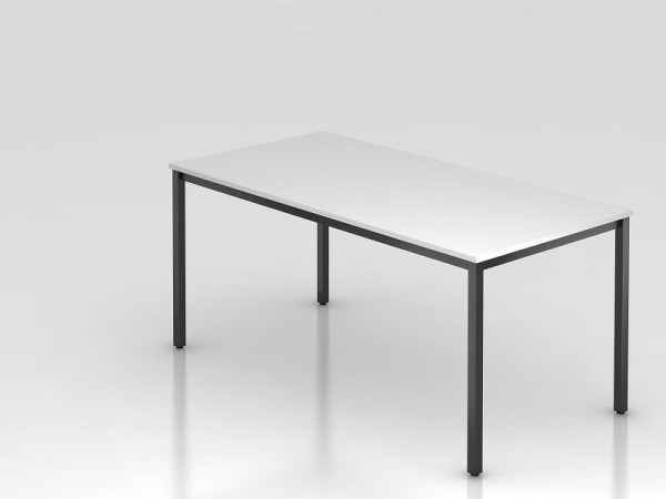 Table de réunion Hammerbacher 160x80cm blanc/noir carrée, forme rectangulaire, VDQ16/W/D